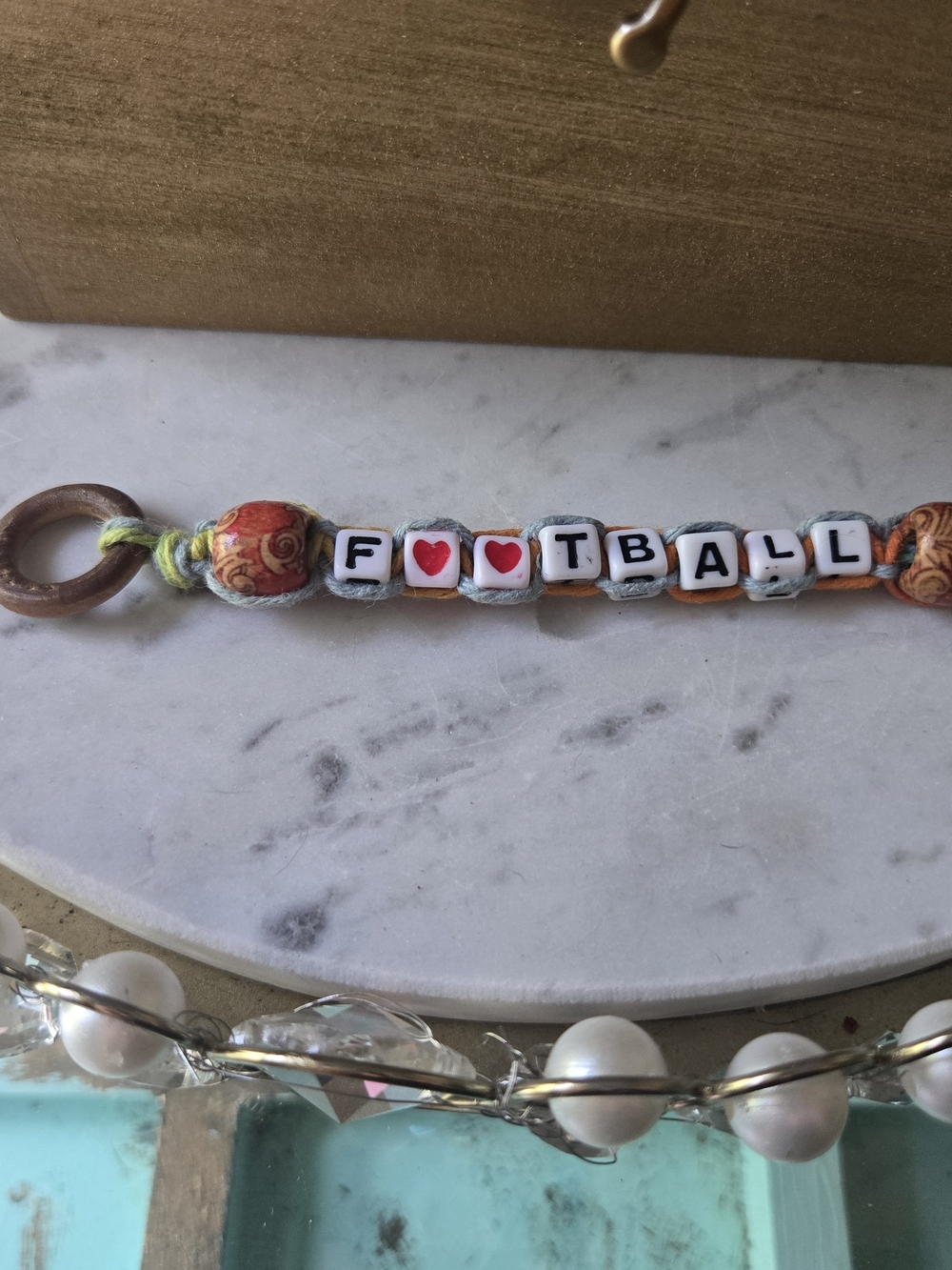 Handmade 'F❤️❤️TBALL' Beaded Keychain - Picture 4 of 4